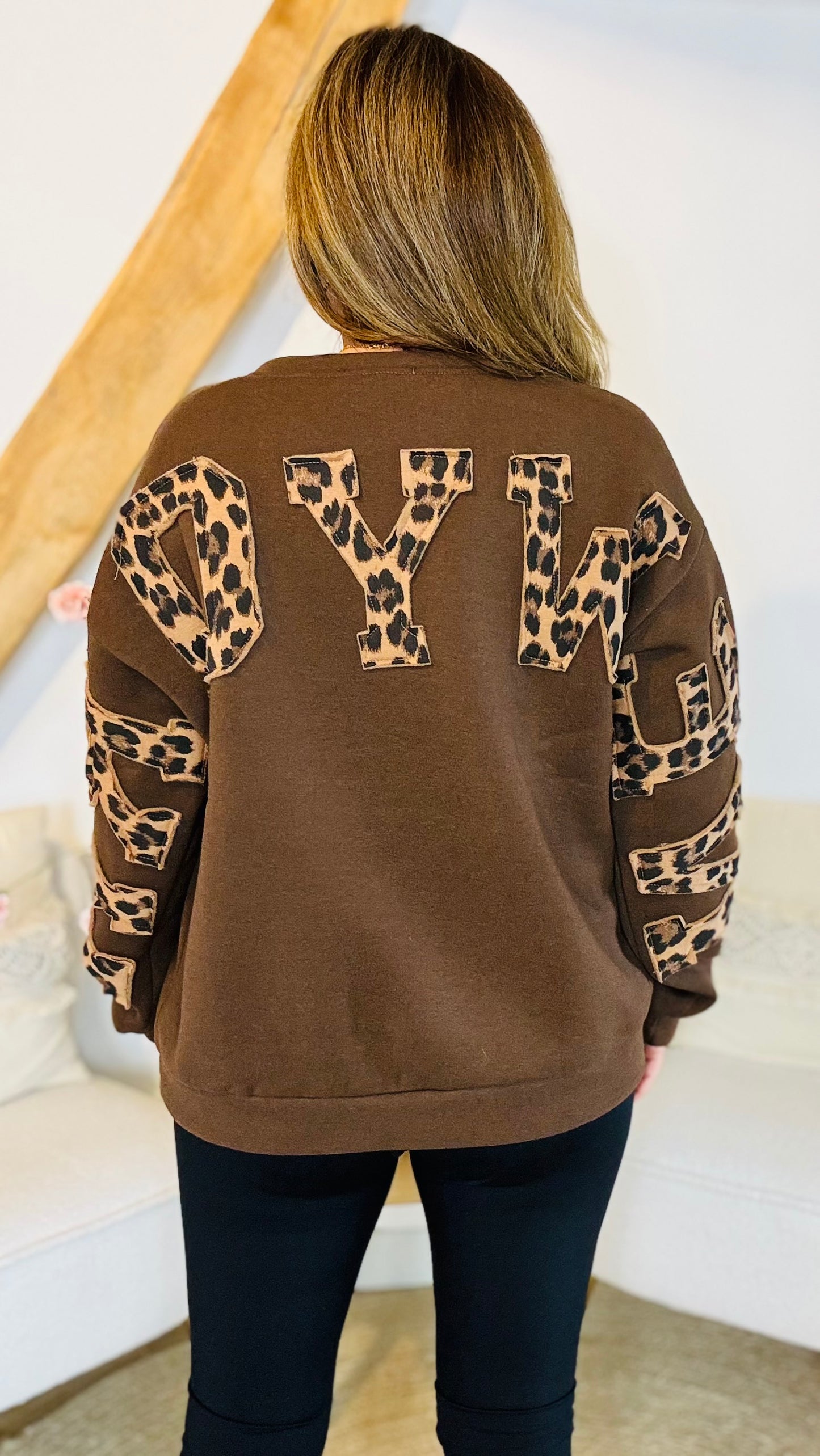Leopard NY oversized fleece sweater