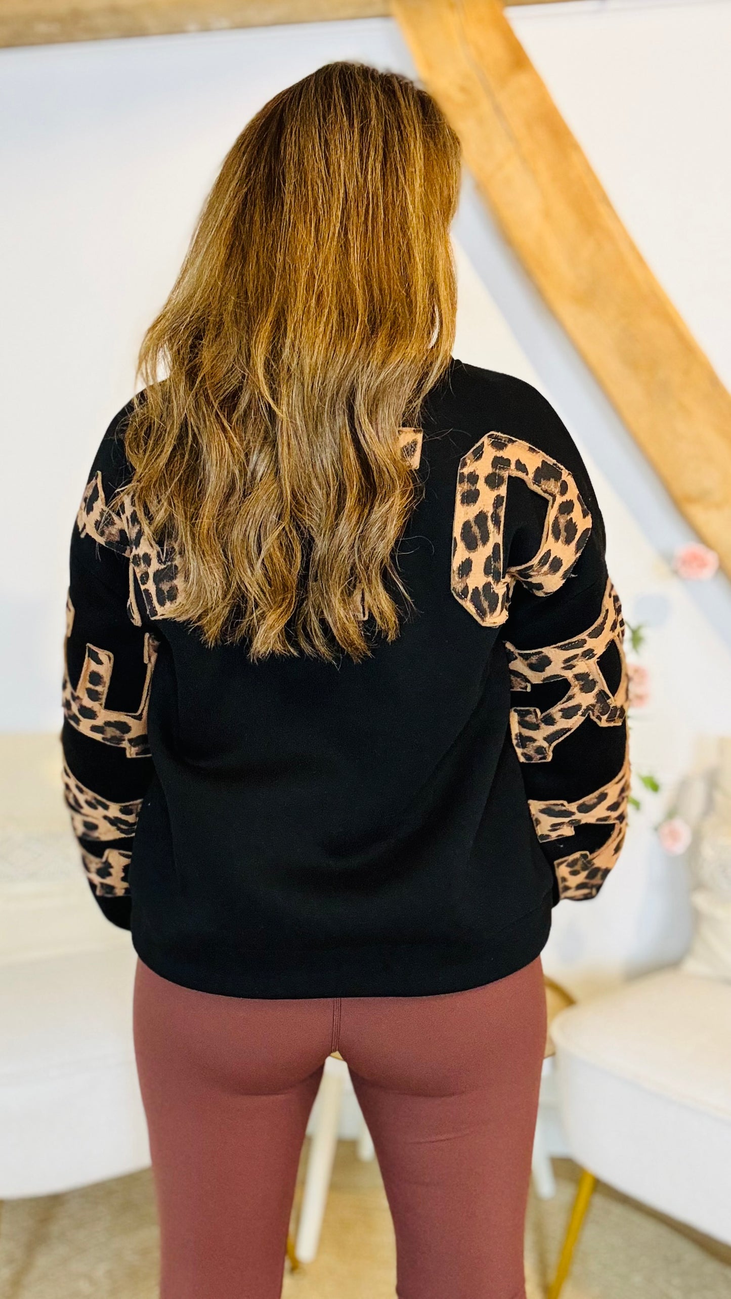 Leopard NY oversized fleece sweater