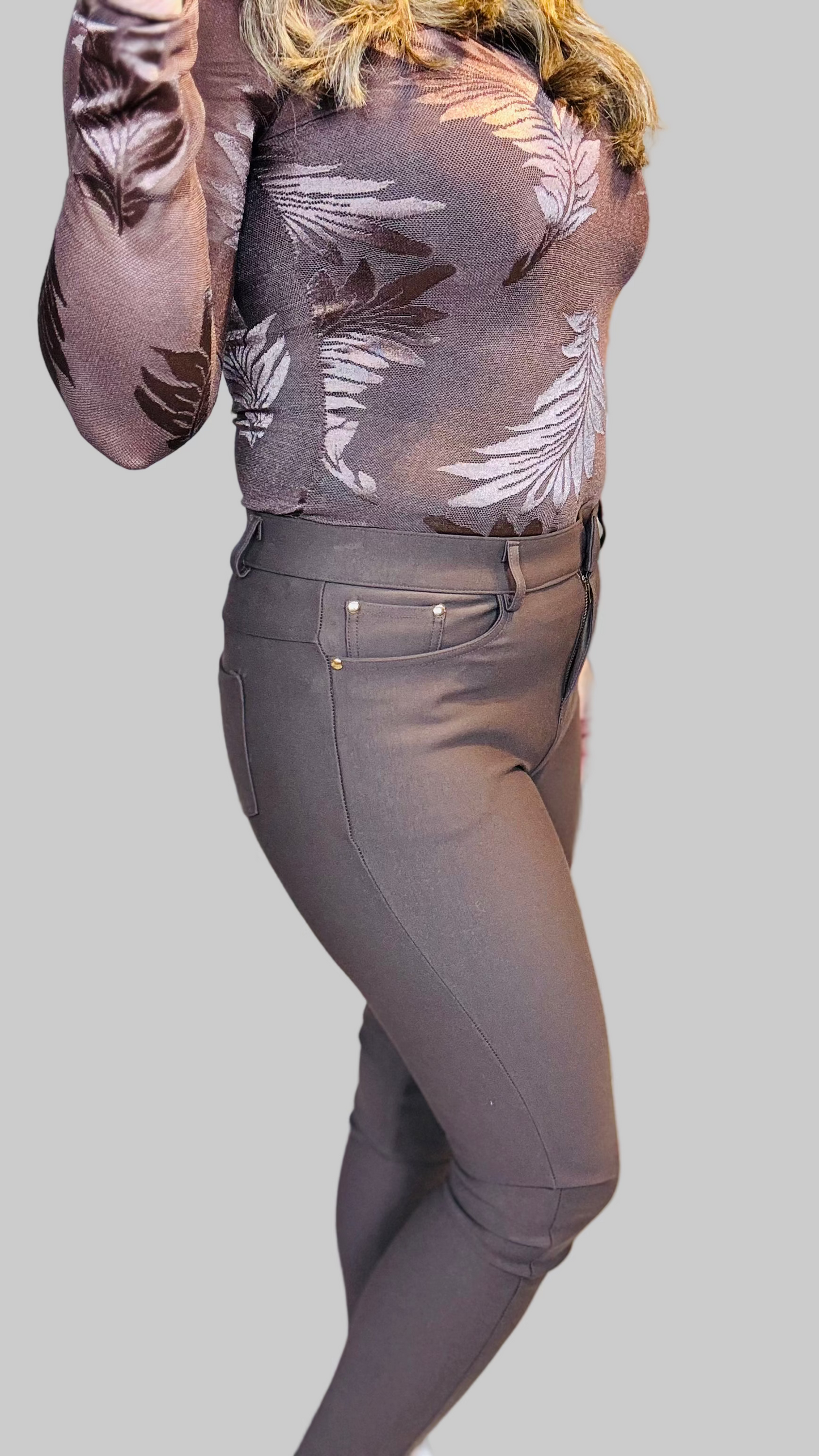 Stretch broek ivy brown