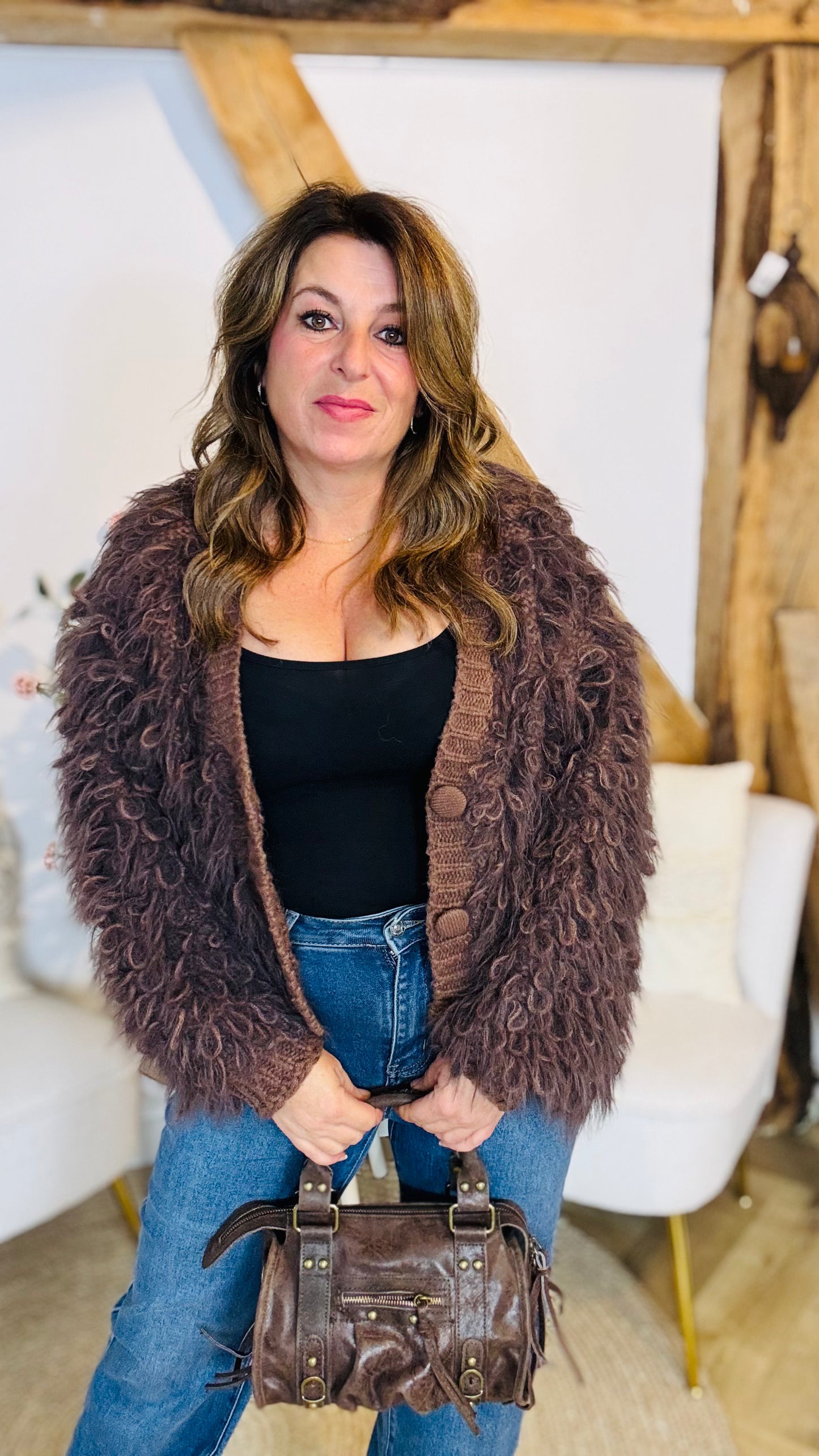 Fluffy gebreide vest