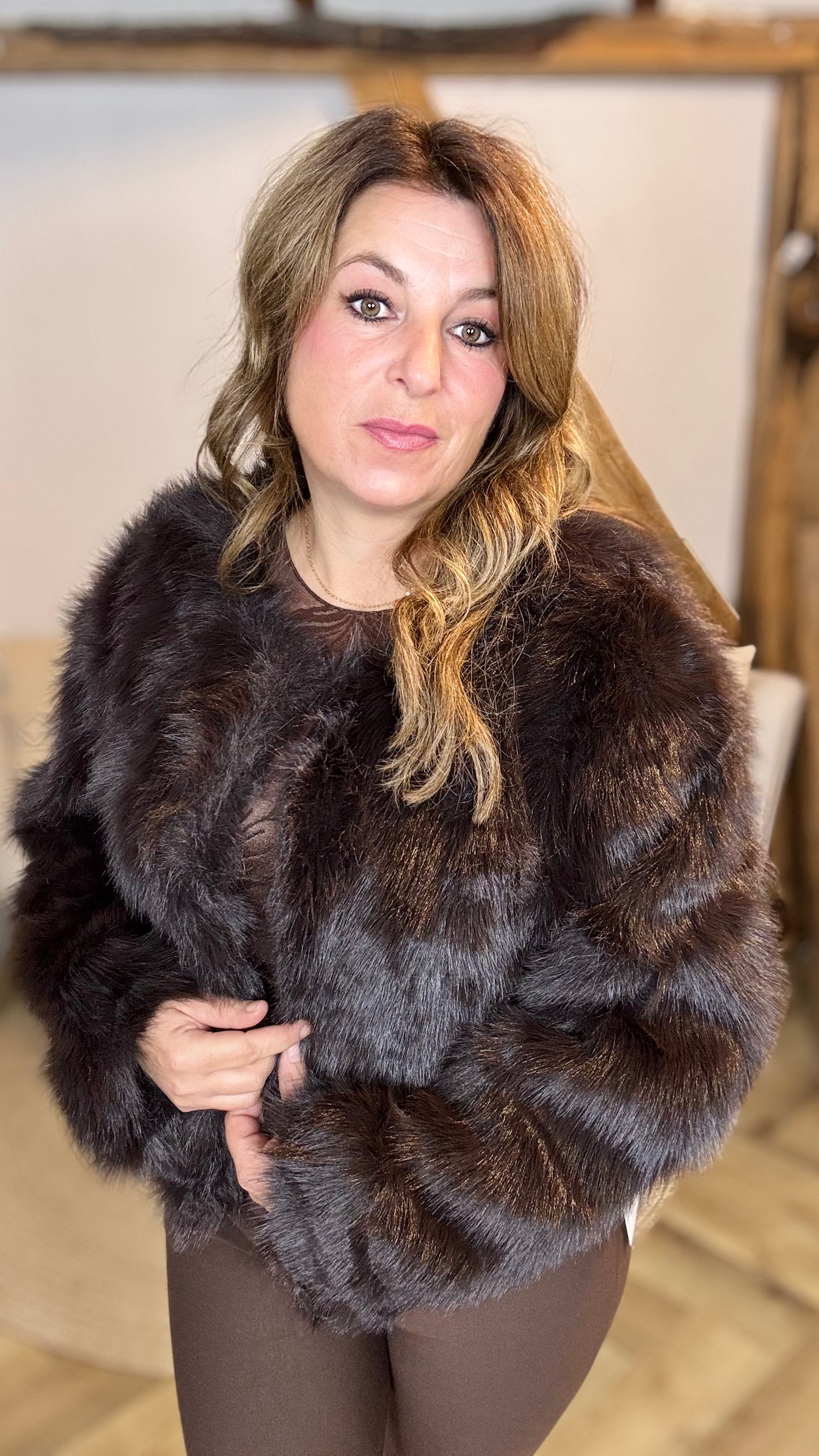 Fur jacket bruin