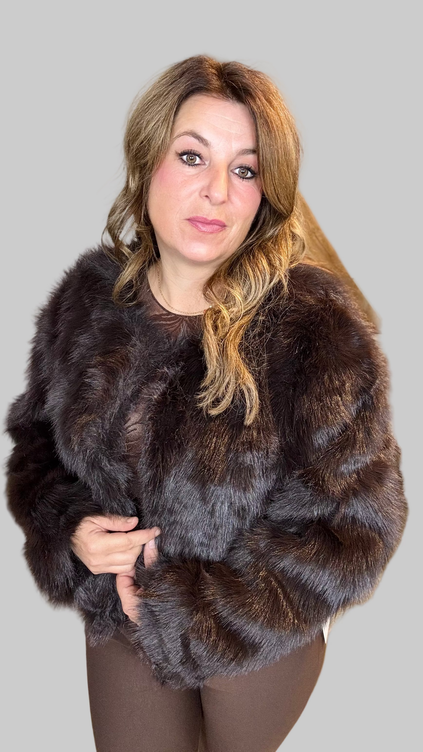 Fur jacket bruin