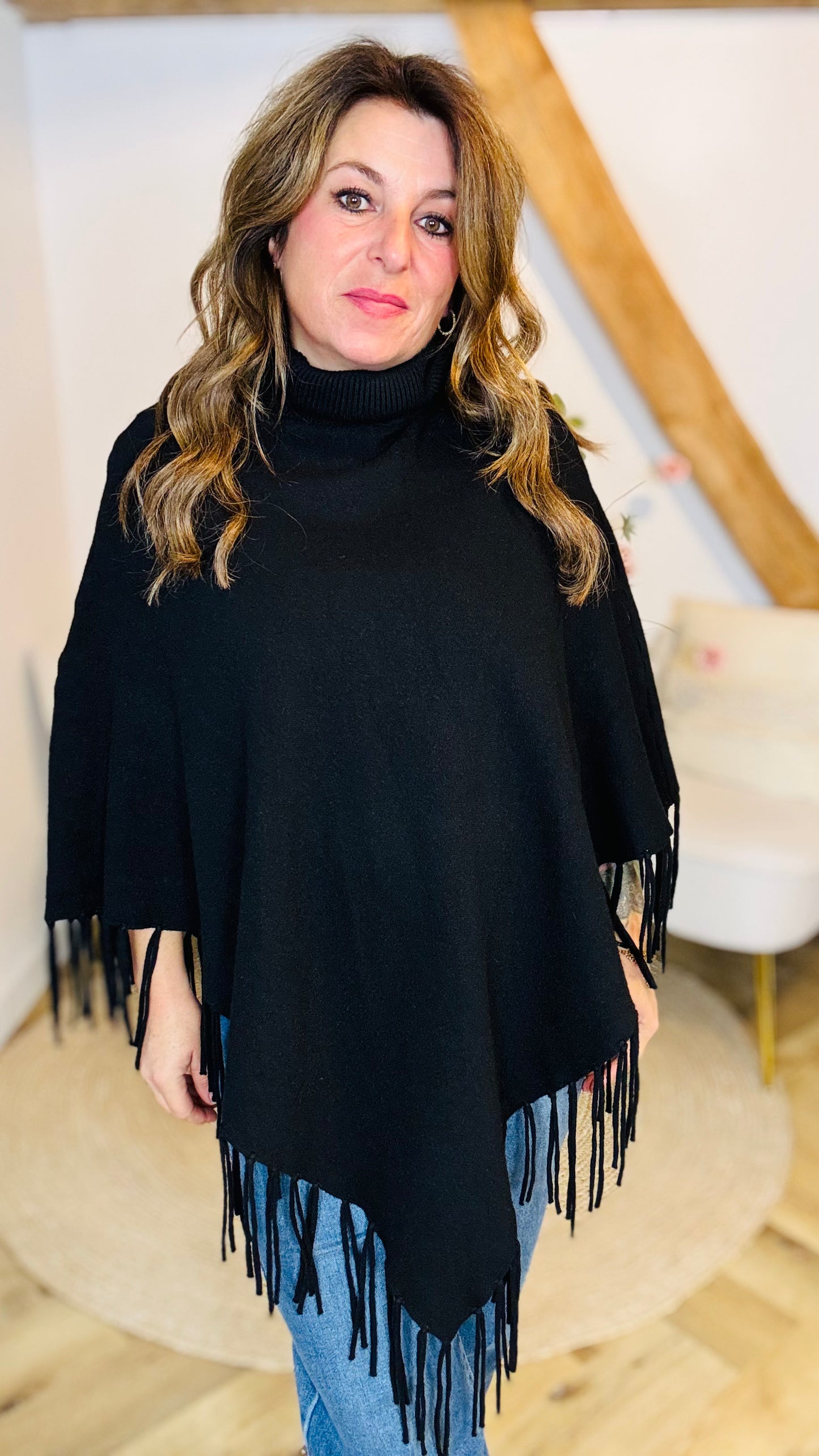 Poncho vest franjes