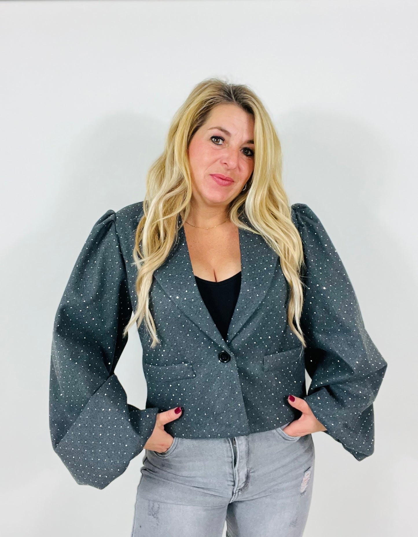 Kira strass puff blazer