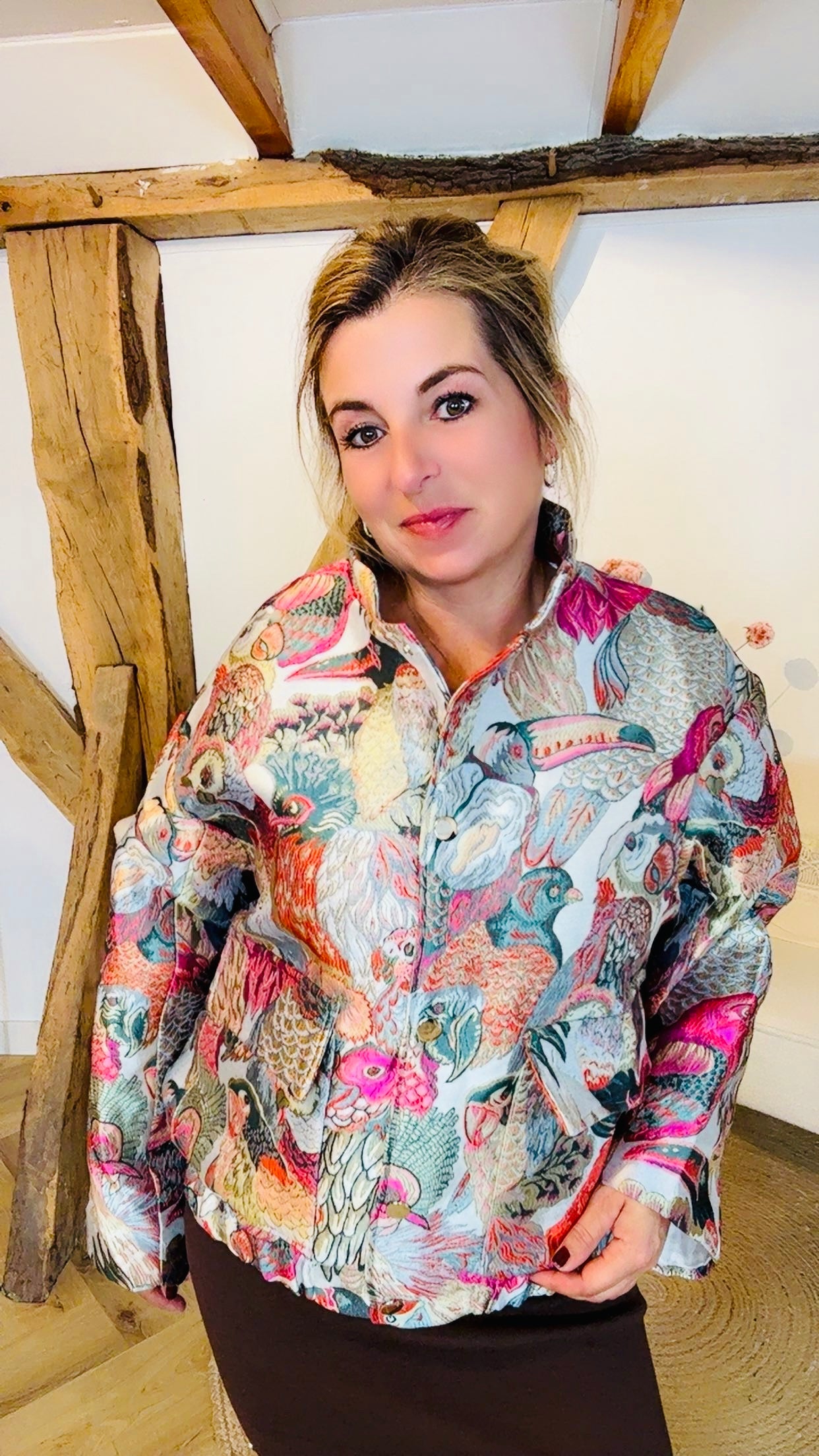 Multicolor Jacquard bomber jas