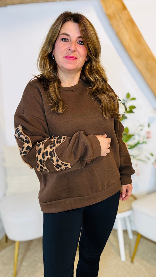 Leopard NY oversized fleece sweater