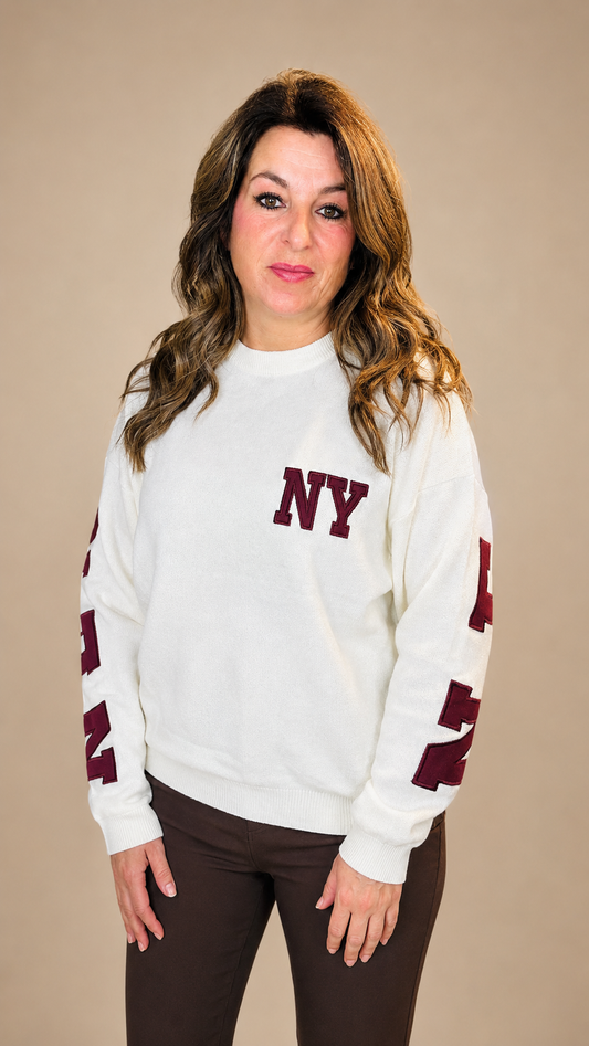 Newyork sweater Beige Burgundy