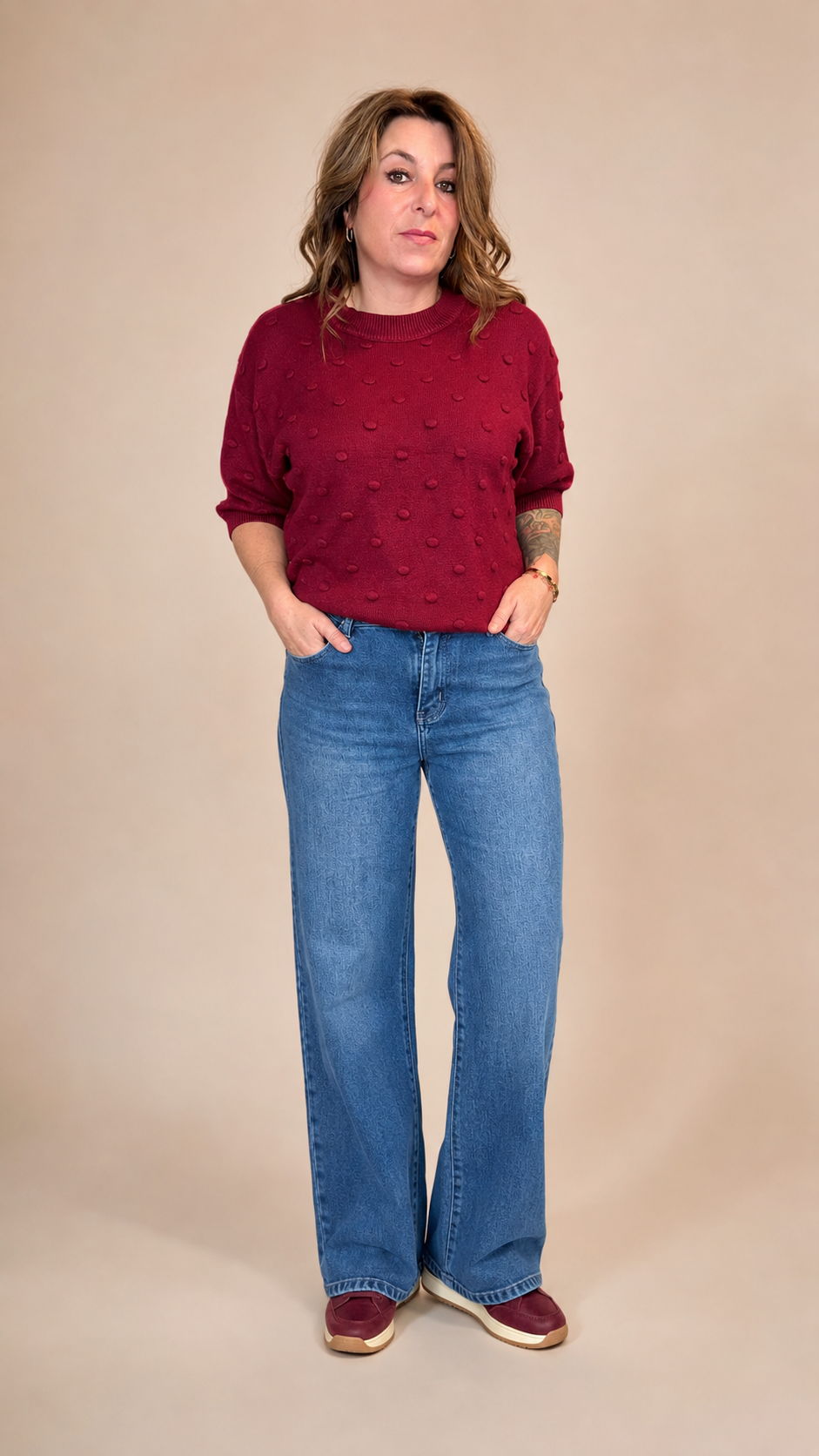 Wide leg stretch jeans