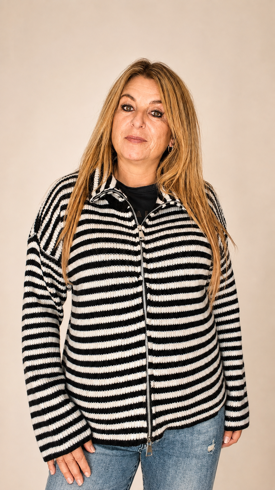 gestreept vest met rits